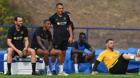 Alexis Sánchez en la práctica de Inter de este martes