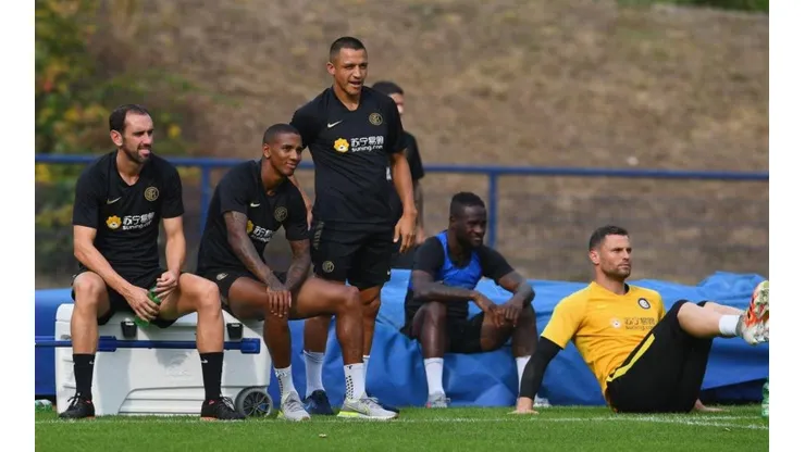 Alexis Sánchez en la práctica de Inter de este martes