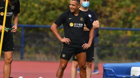 Alexis en la práctica de este martes con el Inter.