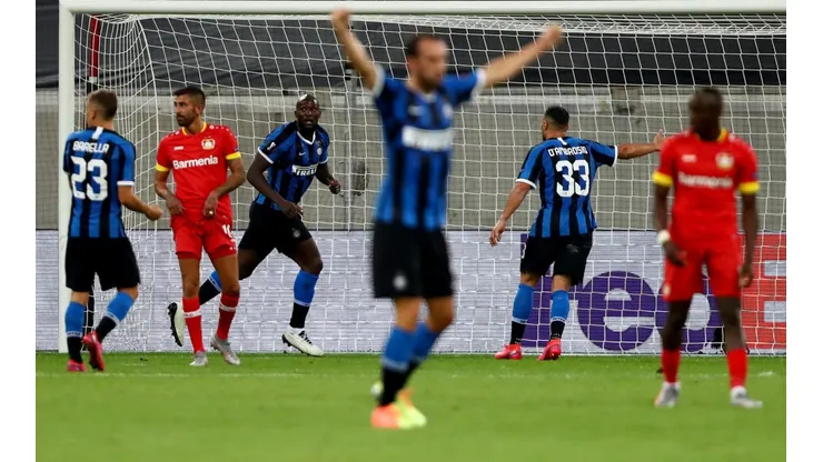 Lukaku festeja su gol para el Inter frente al Leverkusen.