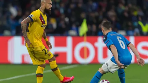 Arturo Vidal ante el Nápoli en el partido de ida de octavos de final de Champions League
