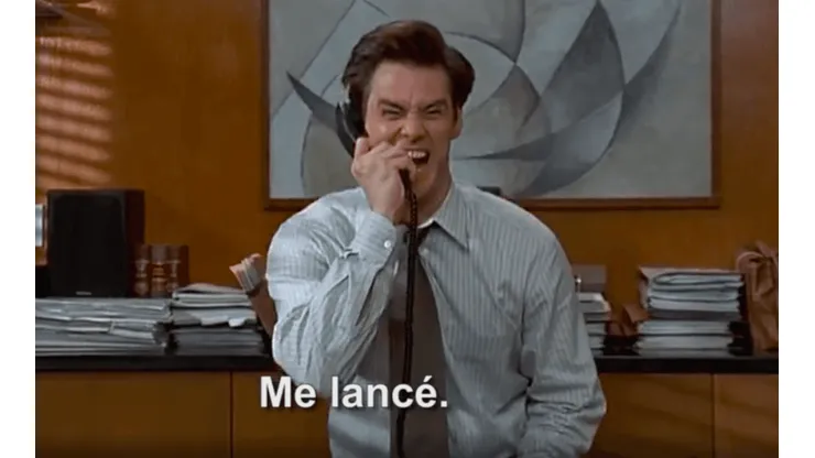 Una captura del diálogo que le aportó Nano a la escena de la película con Jim Carrey, por la pensión alimenticia y el retiro del 10%.