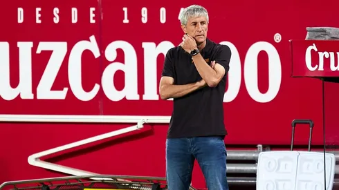 Quique Setién en el banco del Barcelona ante el Sevilla