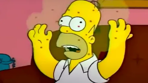 El momento en que Homero se contagia en "Los Simpson".