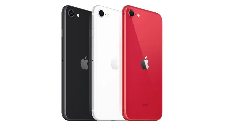 El nuevo iPhone SE viene en colores rojo, blanco y negro.