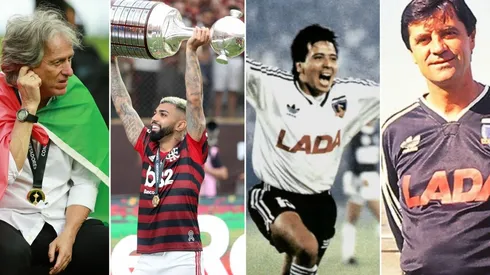 Jorge Jesús y Gabigol con Luis Pérez y Mirko Jozic. Marcas de la Libertadores.