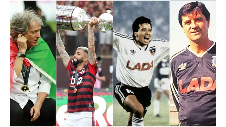 Jorge Jesús y Gabigol con Luis Pérez y Mirko Jozic. Marcas de la Libertadores.