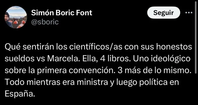 Tuit de Simón Boric