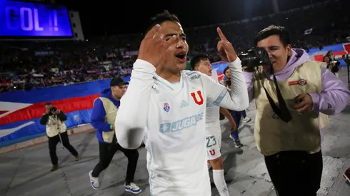 Nicolás Guerra celebra el tanto agónico ante Huachipato, en la fecha 25 del Campeonato Nacional 2024.