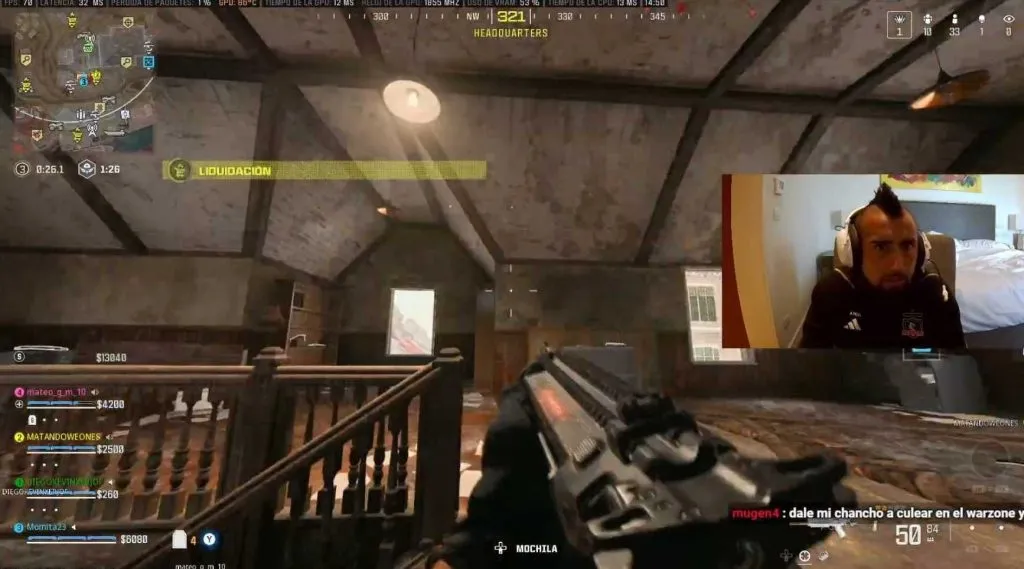 Vidal aprovechó la tarde de descanso para jugar Warzone