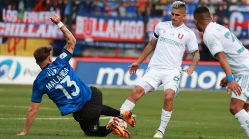 Renzo Malanca y Leandro Fernández en Huachipato vs Universidad de Chile, en la fecha 10 del Campeonato Nacional 2024.