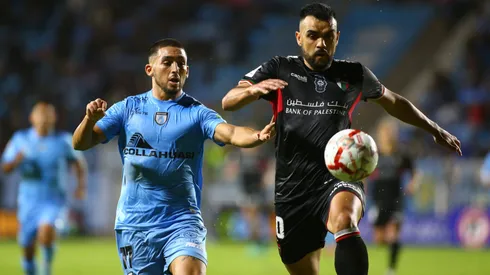 Cesar González y Misael Dávila en Deportes Iquique vs Palestino, en la fecha 10 del Campeonato Nacional 2024.
