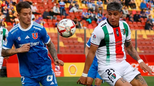 Franco Calderón y Junior Marabel disputan la pelota en el juego de vuelta de la final regional de Copa Chile.