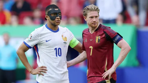 Kevin De Bruyne y Kylian Mbappé en el Bélgica vs Francia de la Eurocopa 2024.