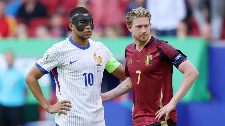 Kevin De Bruyne y Kylian Mbappé en el Bélgica vs Francia de la Eurocopa 2024.