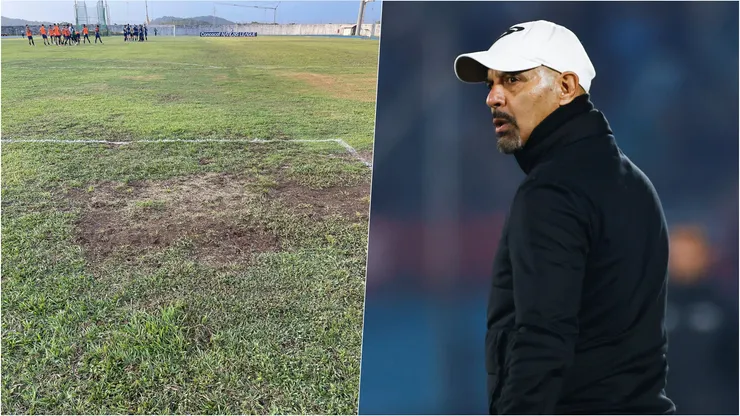 Marco Antonio Figueroa se quejó del estado de la cancha antes del partido de Nicaraguay.