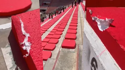 Bolivia puso asientos de plumavit para poder jugar en El Alto.