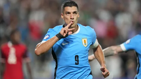 Luis Suárez festeja su gol contra Canadá en el partido por el tercer puesto en la Copa América 2024.