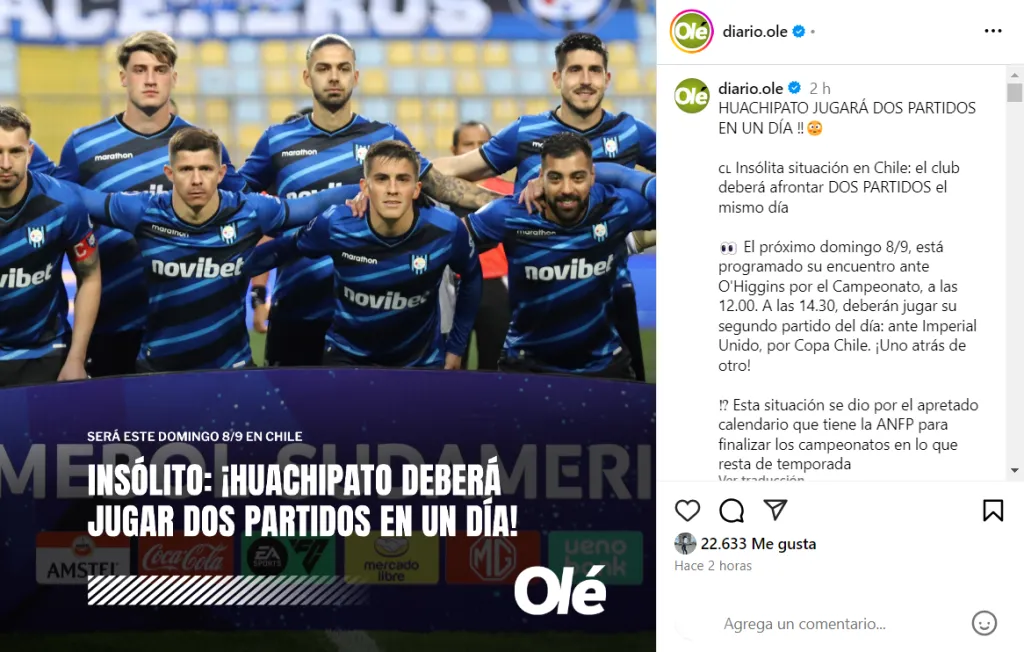 Olé y Huachipato x2.