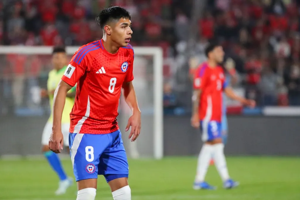 Darío Osorio no ha logrado repetir sus grandes actuaciones en Midtjylland junto a Chile. Foto: Photosport.