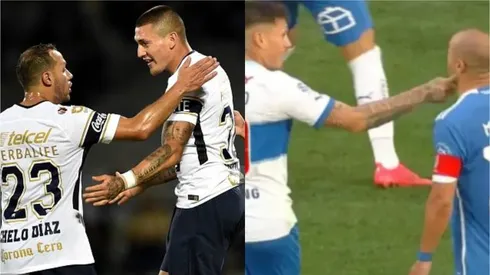 Nicolás Castillo y Marcelo Díaz tuvieron un fuerte entredicho en el duelo que la U le ganó a la UC.