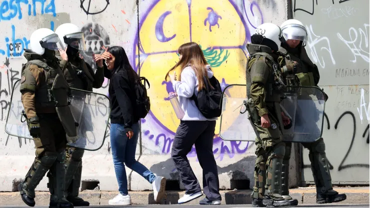 Santiago, 18 de octubre de 2023 Seguridad durante la Conmemoración del 18O del 2019 en Plaza Baquedano.