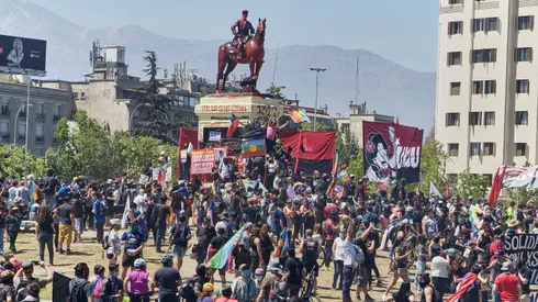 18 de octubre, 2020. Manifestantes conmemoran el aniversario del estallido social.