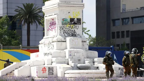 Santiago, 18 de octubre de 2023 Seguridad durante la Conmemoracion del 18O del 2019 en Plaza Baquedano.