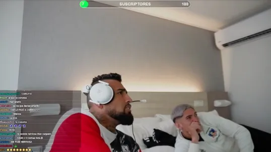 La polémica transmisión de Vidal con Palacios. Imagen: Kick