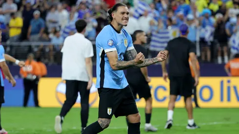 Darwin Núñez festeja en la victoria de Uruguay sobre Brasil en la Copa América 2024.