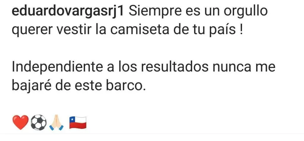 El mensaje de Eduardo Vargas en sus redes sociales que apunta al momento de la Roja.