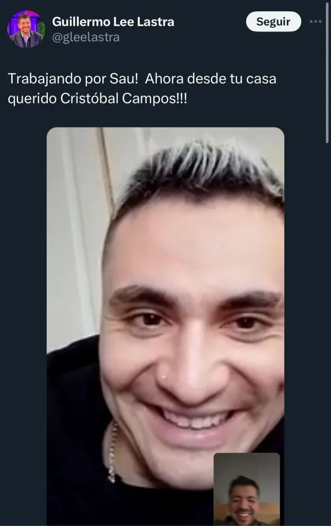 Guillermo Lee saca un pantallazo de una video llamada con Cristóbal Campos