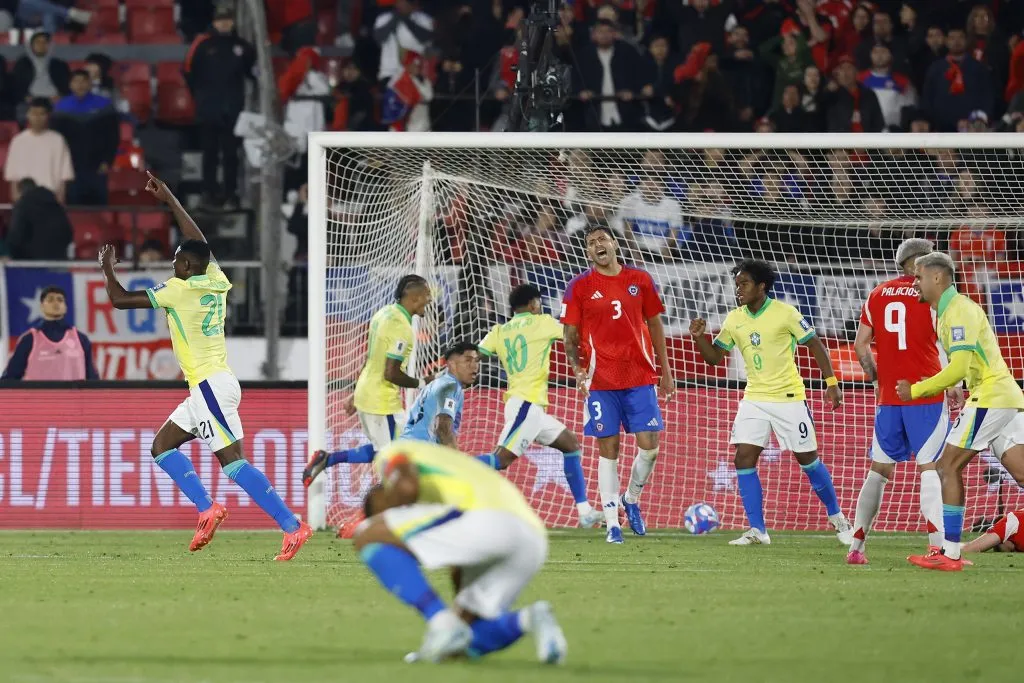 Brasil celebra el gol del triunfo contra Chile