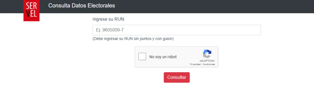 Consulta tus datos electorales en consulta.servel.cl.