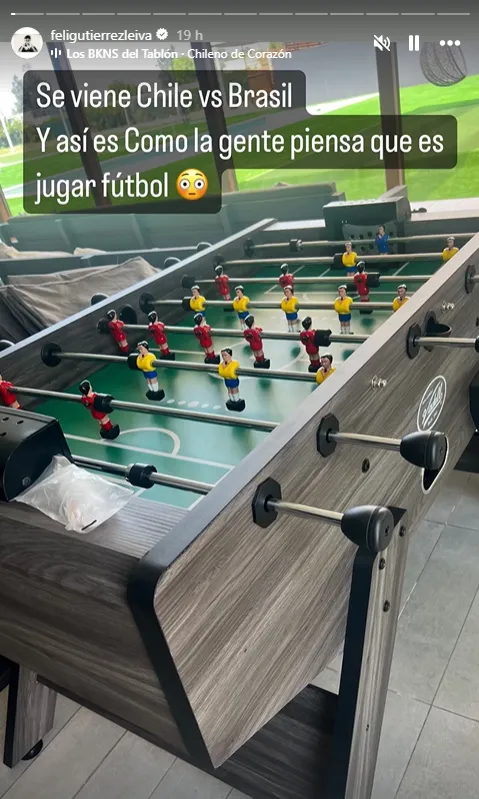 El picante mensaje de Felipe Gutiérrez contra los críticos de Chile previo al partido con Brasil. Foto: Instagram.