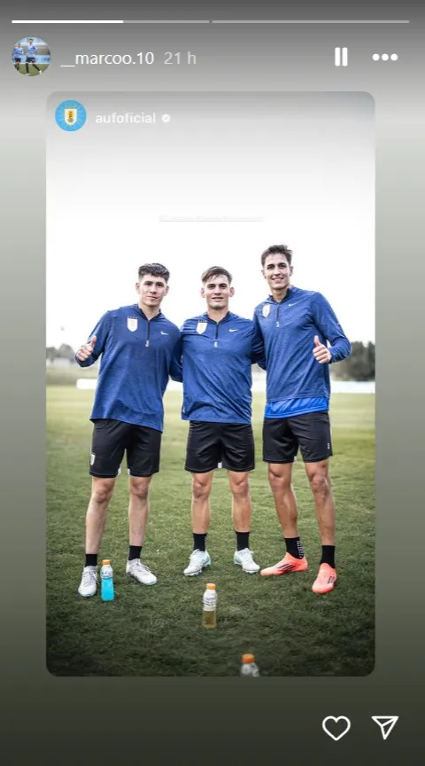 Marco Oroná con la Celeste. (Captura Instagram).