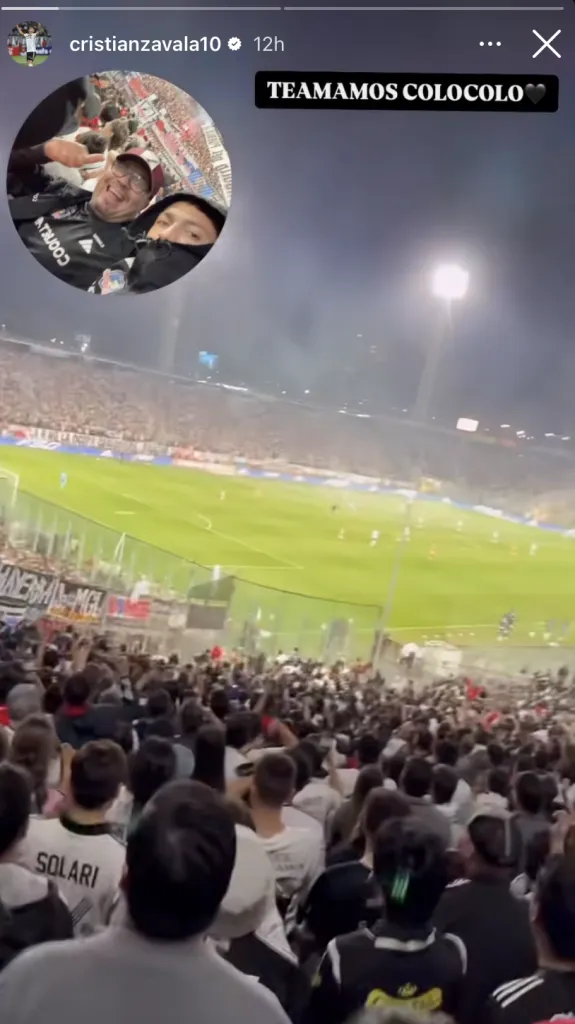 Cristian Zavala vio el triunfo de Colo Colo desde el sector Tucapel | Instagram