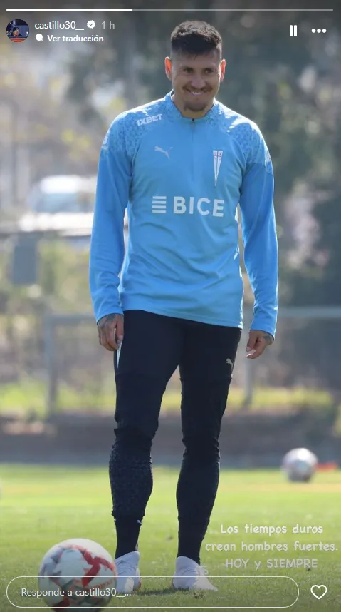 El mensaje de Nicolás Castillo tras perderse el clásico con Colo Colo. Foto: Instagram.