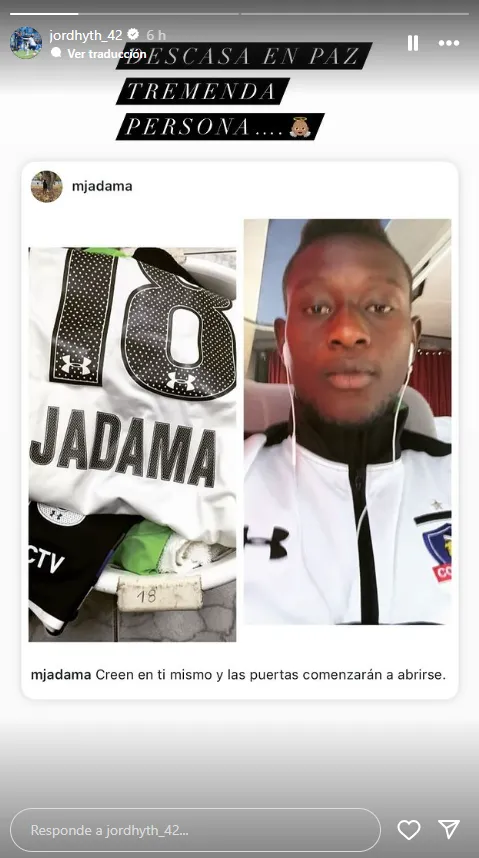 El mensaje de Jordhy Thompson tras la muerte de Mou Jadama. Foto: Instagram.