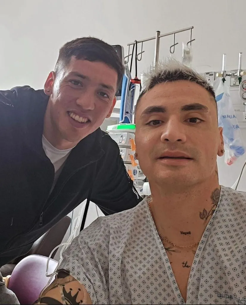 Bastián Solano y la foto con Cristóbal Campos.