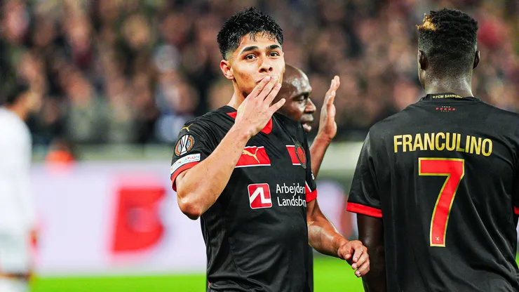 Darío Osorio anotó en el empate 1-1 entre Midtjylland y Hoffenheim, en la primera fecha de la UEFA Europa League 2024/25.