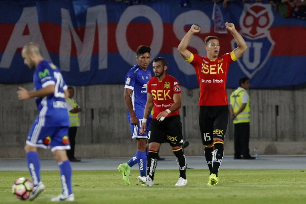 Diego Churín le anotó a U de Chile con la camiseta de Unión Española. (Ramon Monroy/Photosport).