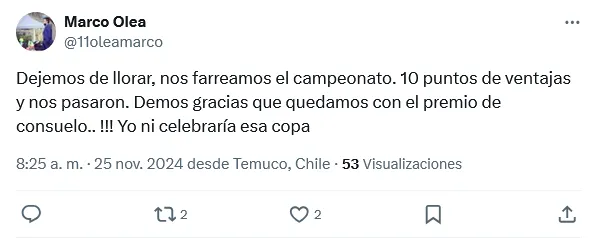 El mensaje de Marco Olea.