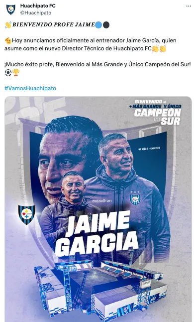 Huachipato confirma a Jaime García como nuevo DT