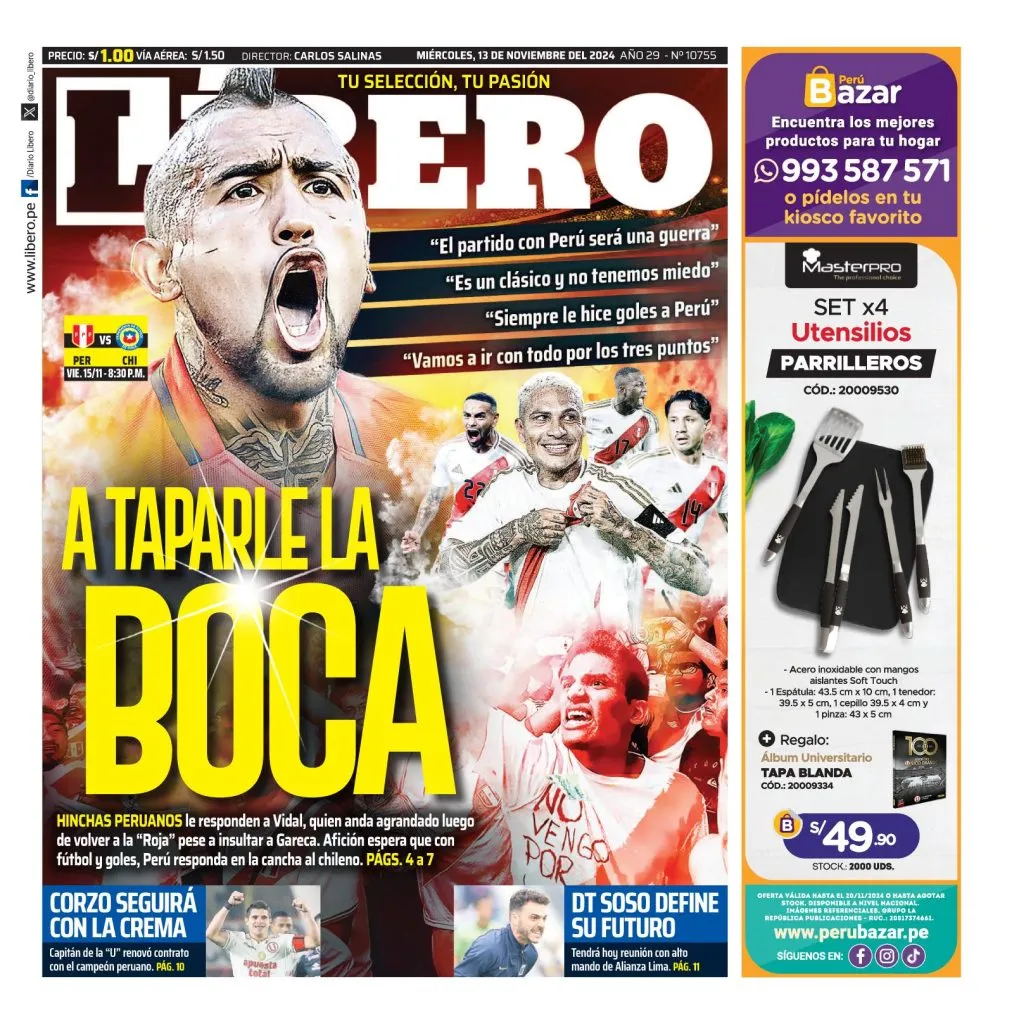 Portada de El Líbero: A taparle la boca a Vidal