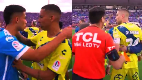 Kevin Méndez trató de calmar al "10" de la U, mientras por otro lado frenaban a Diego Oyarzún.