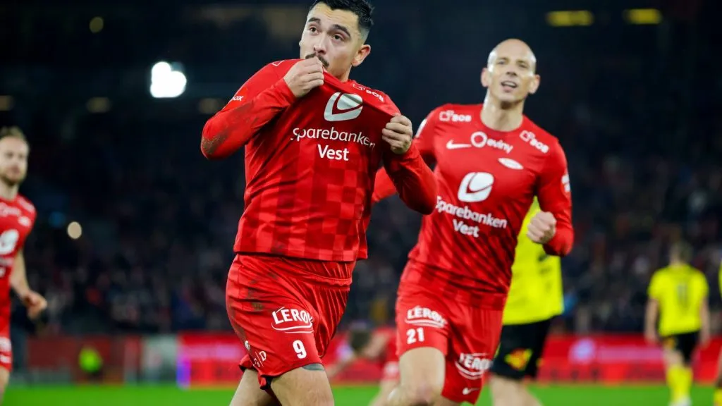 Niklas Castro le dio el triunfo y la cima al SK Brann en Noruega. Foto: SK Brann.