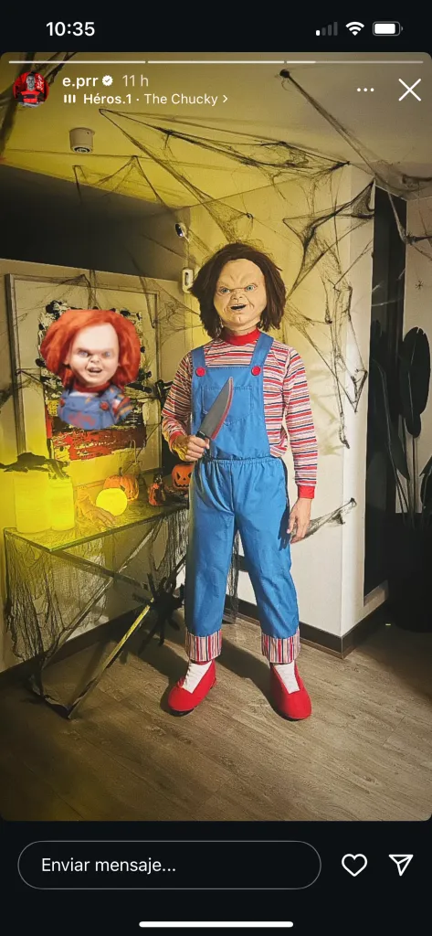Enzo Roco la rompió con su disfraz de Chucky y está entre los mejores del Halloween del fútbol chileno. Foto: Instagram.