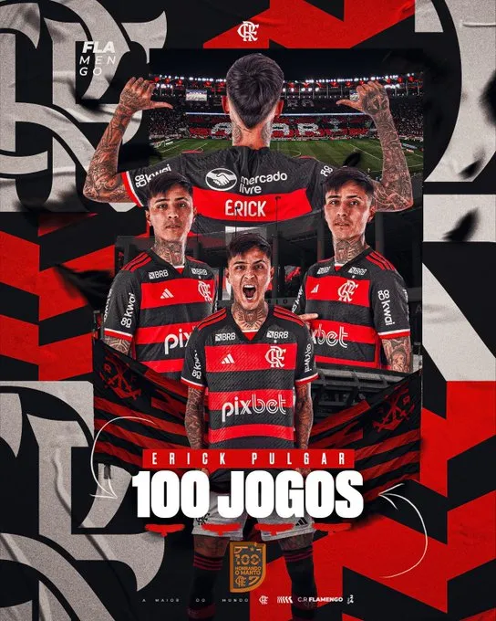Erick Pulgar llegó a los 100 partidos con el Flamengo