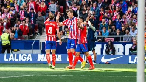 Alexander Sørloth festeja su gol para Atlético Madrid contra Las Palmas.